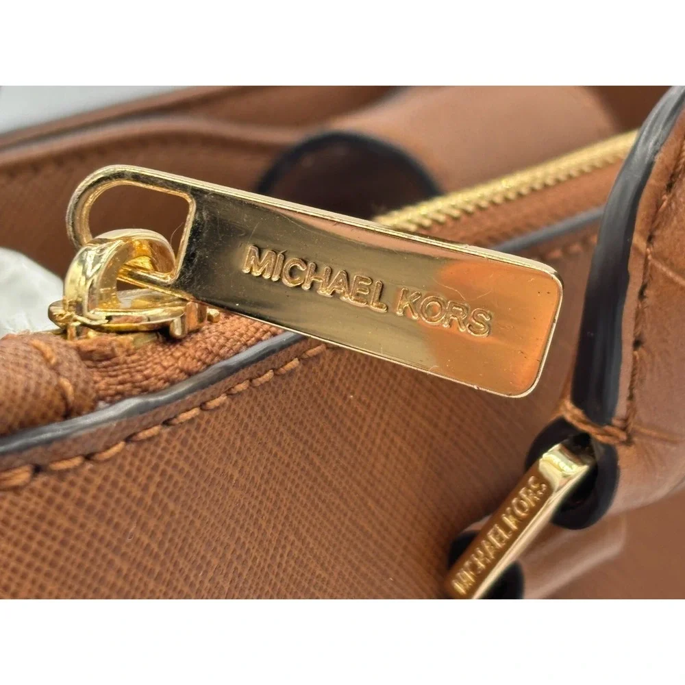 Michael Kors‎ Kellen Crosshatch Leather Satchel Medium 357GS0S6E Tote Adj Strap